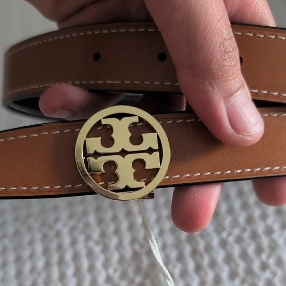 Tory Burch Brown Leather Belt with Gold Buckle - Picture 4 of 10